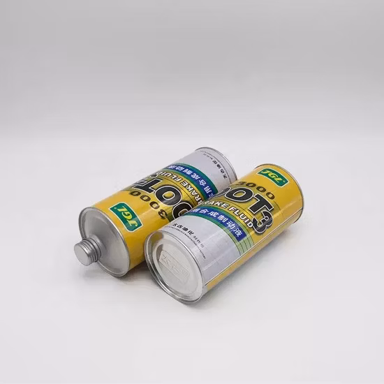 メーカー 1L ラウンドエンジンオイル缶ブレーキ液缶、円錐トップ高品質潤滑剤オイル缶カスタマイズされた金属モーターオイル缶包装