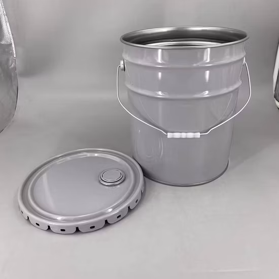 20L 金属ブリキバケツ 蓋とハンドル付き 塗料または化学薬品用
